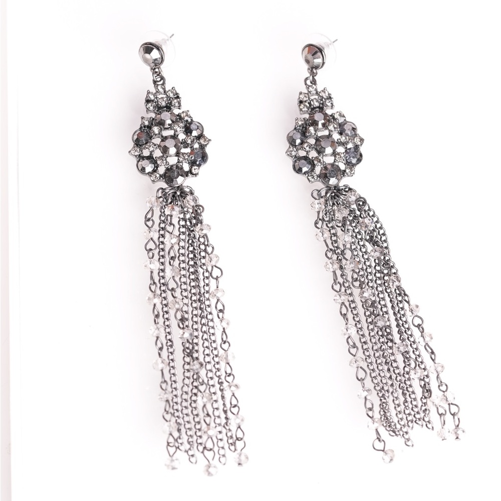 Elegant Vintage Gunn Metal‎ and crystal earrings #10